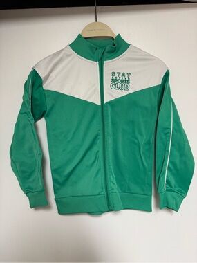 H&M Boys Green & White Kids Zip Jacket